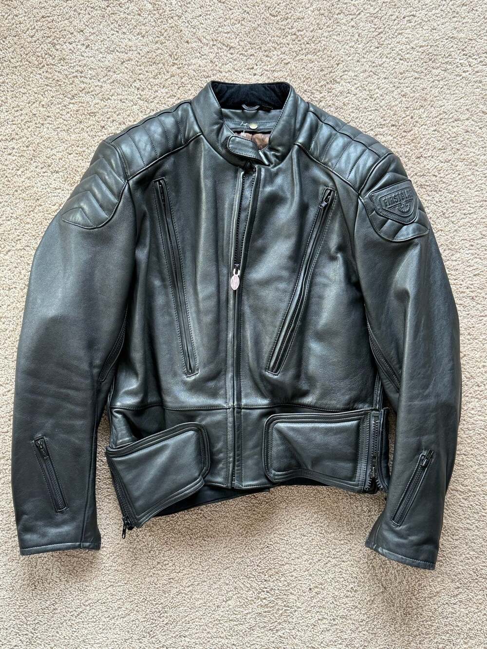 Black Firstgear by Hein Gericke Leather Motorcycle Jacket Sz 48